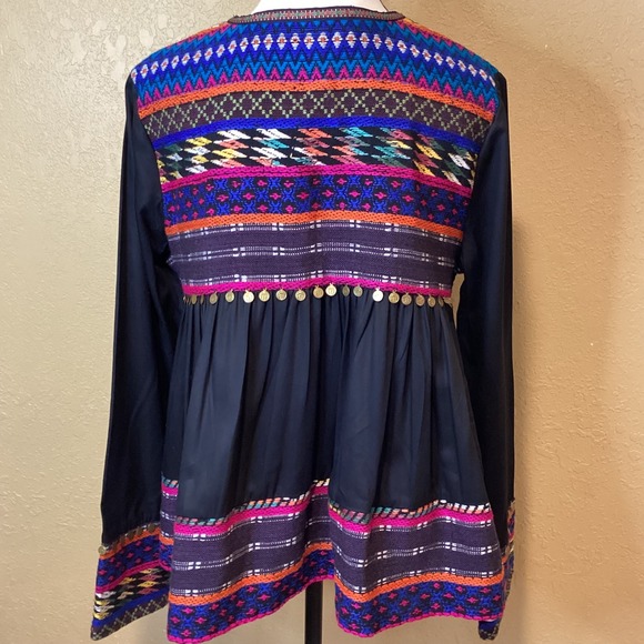 HARPER & SLOANE BLOUSE TOP, Colorful Boho Embroidered Jacket, Size Large - Picture 4 of 6